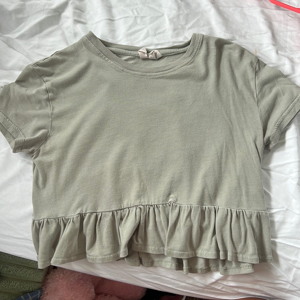 garage green flowy crop top